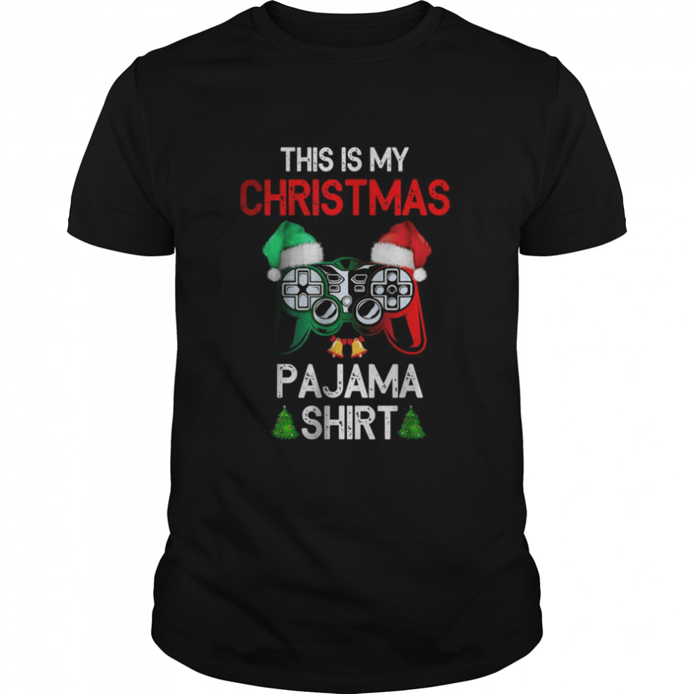 This Is My Christmas Pajama Santa Hat Video Game Gamer Shirt