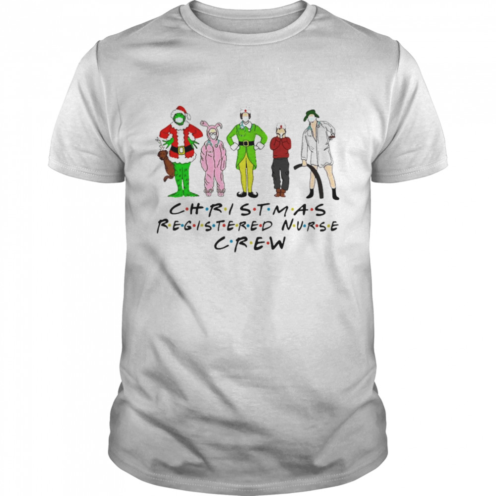 Grinch Elf Face Mask Christmas Registered Nurse Crew shirt