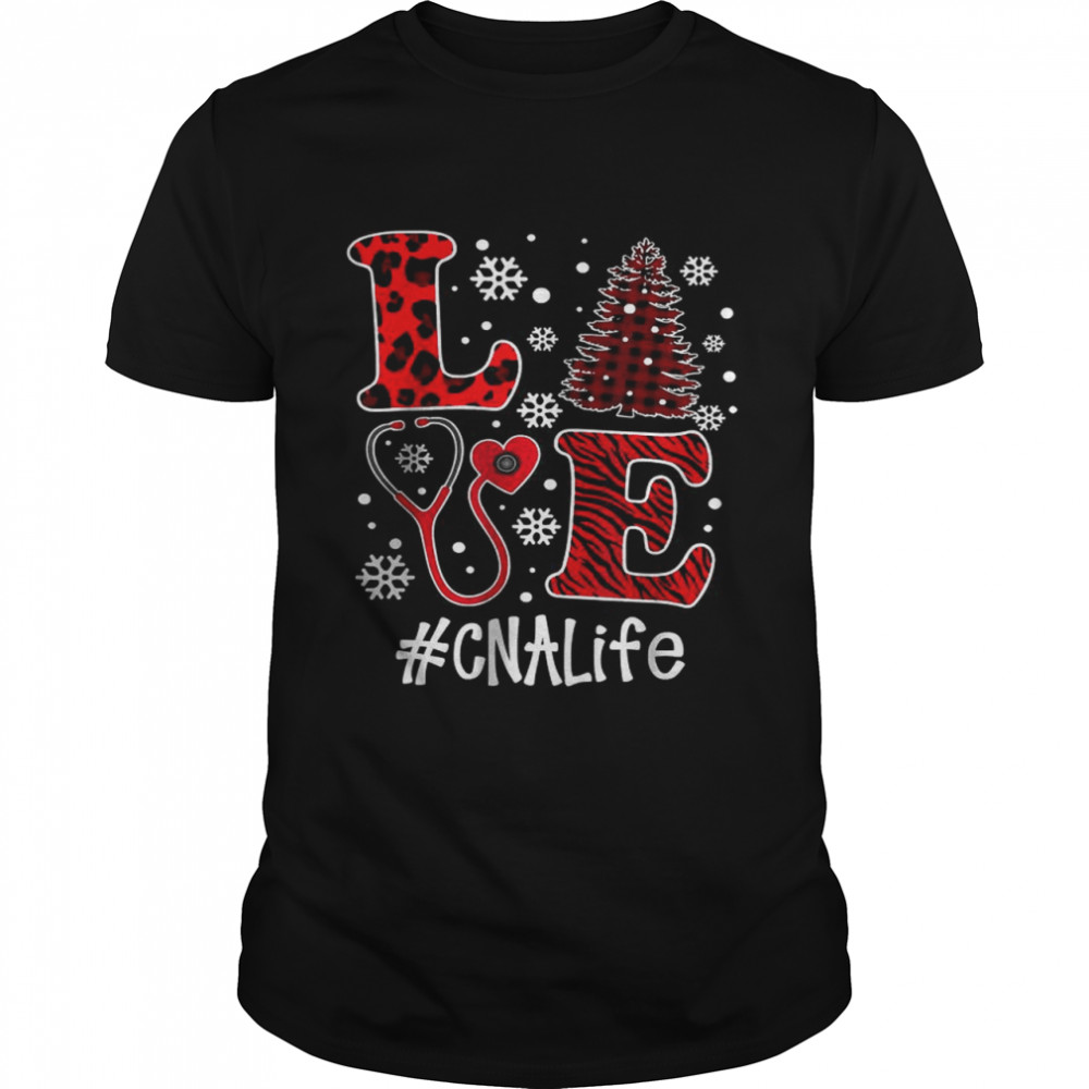 Love Christmas Stethoscope Red Plaid Pattern CNA T-Shirt