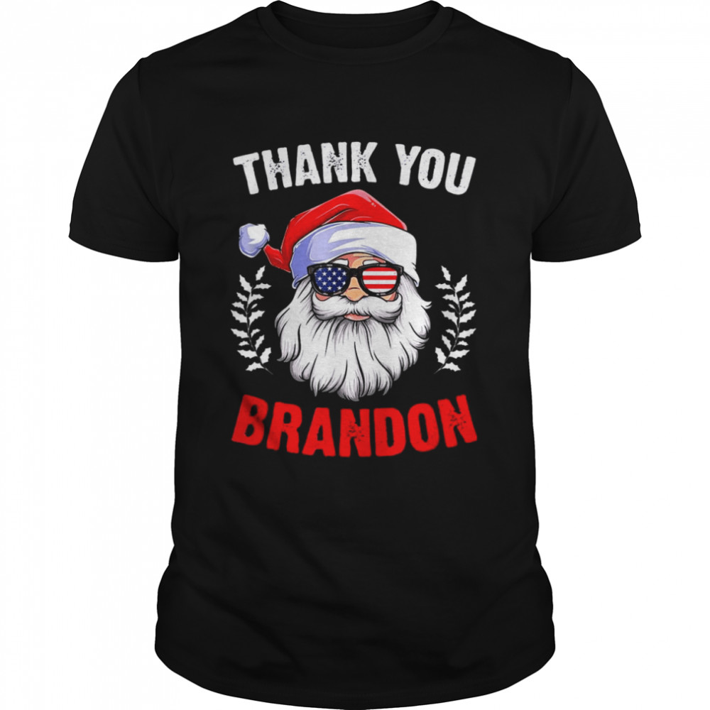 Santa Sunglasses American Flag Thank You Brandon T-Shirt