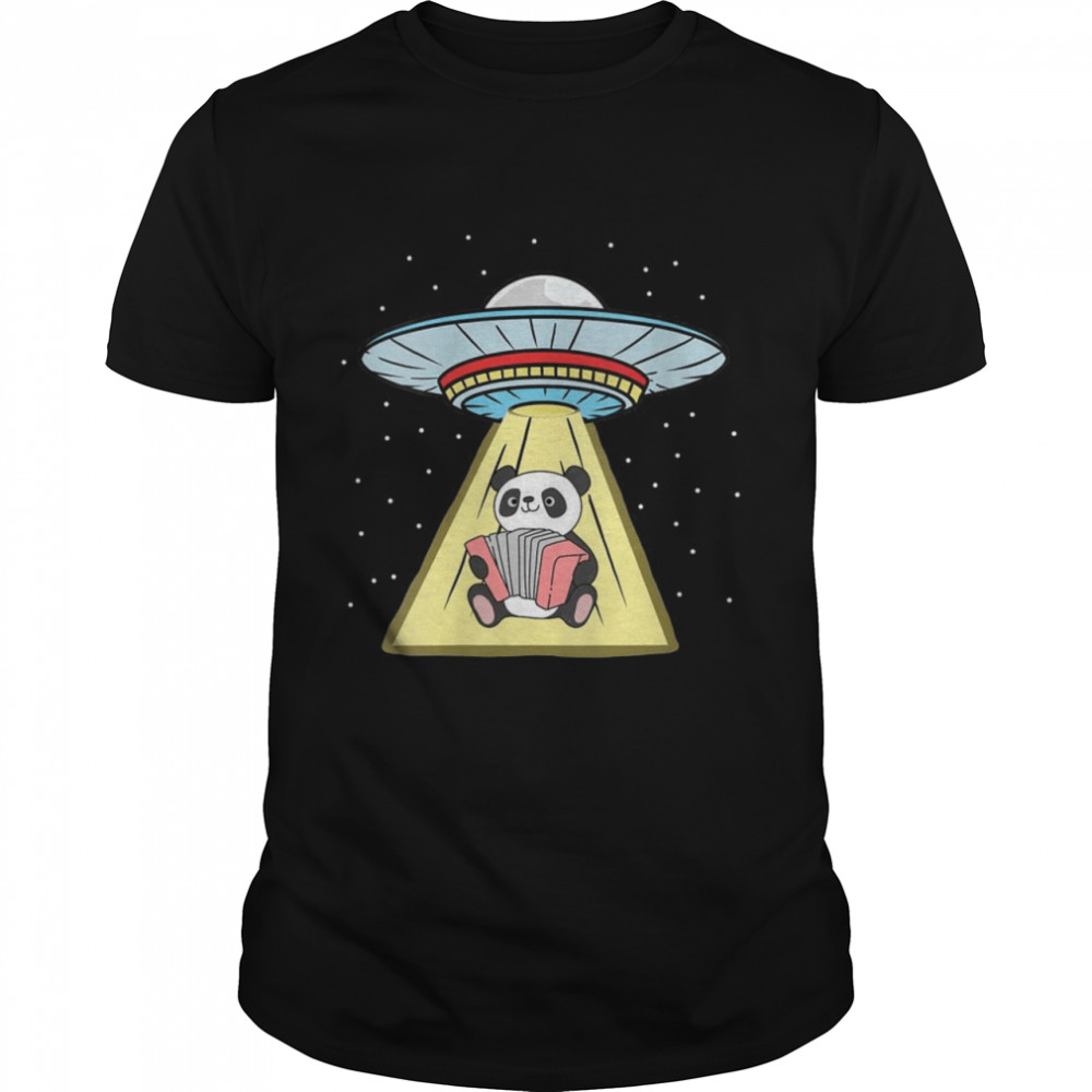 Ufo Abduction Panda Musician Accordion Shirt