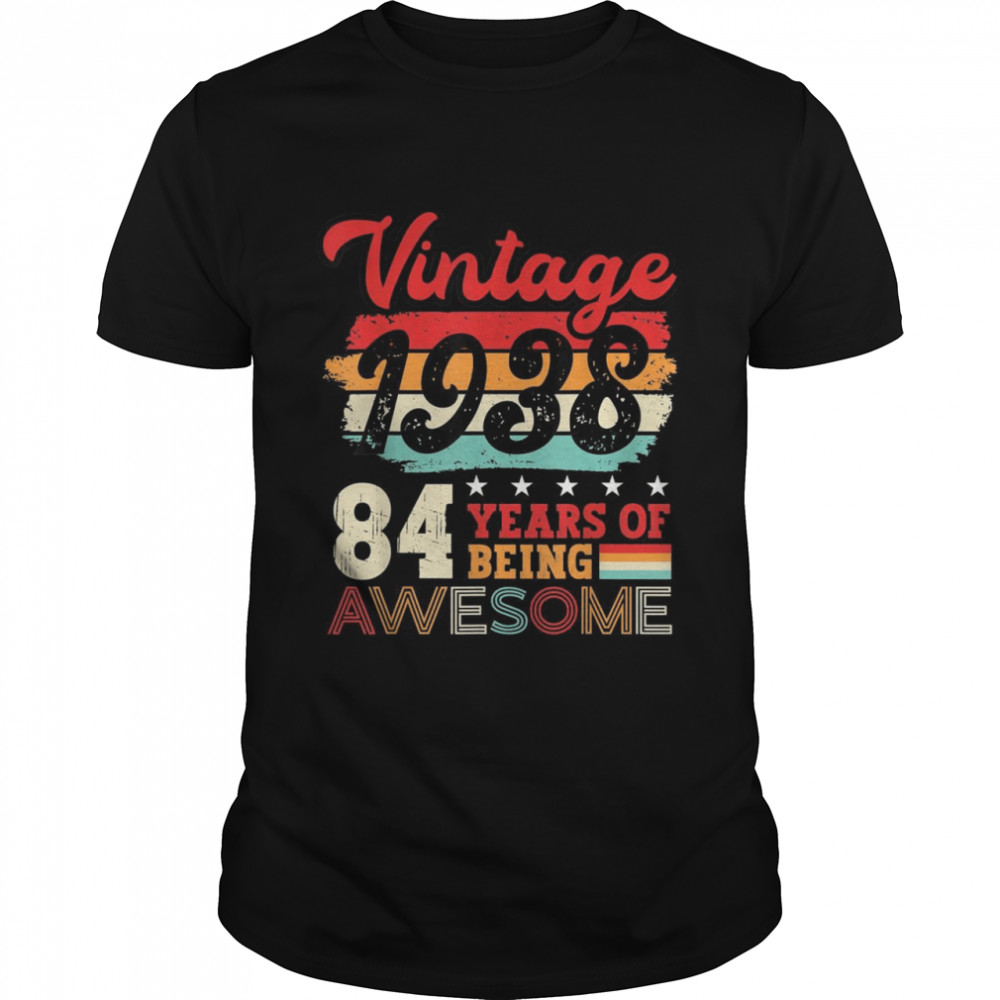 Vintage 1938 84 Geburtstag Humor 84 Jahre alt Mann Shirt