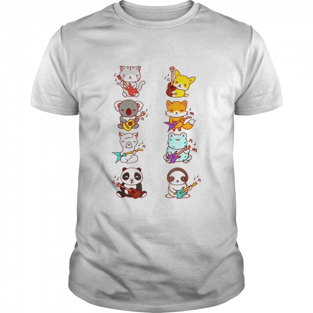 Cat Acoustic Guitar Anime Kawaii shirt