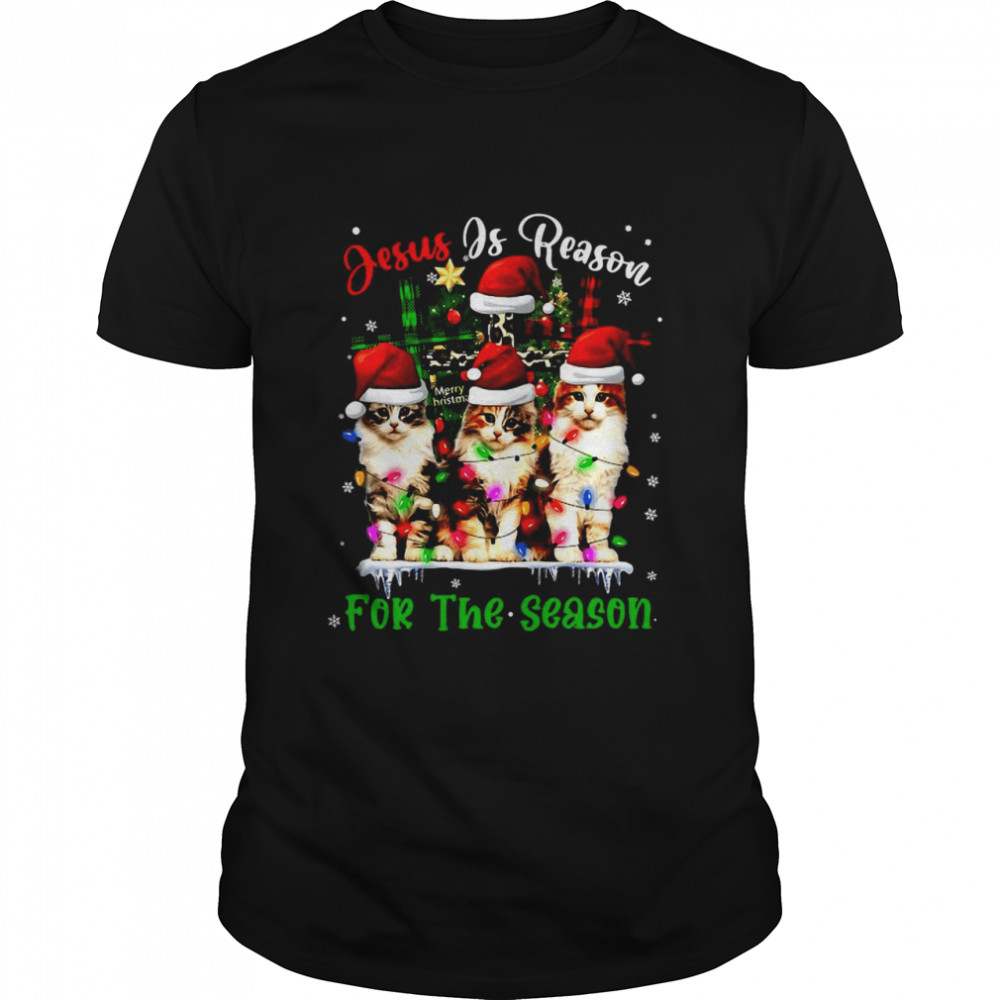 Cats Jesus Is Reason For The Season Christmas Ugly Sweater Shirt