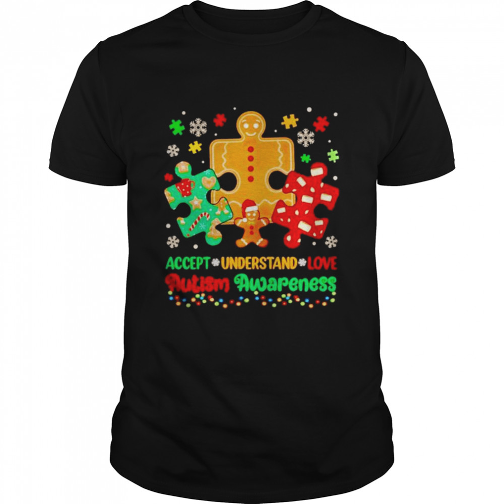 gingerbread Autism accept understand love Christmas shirt