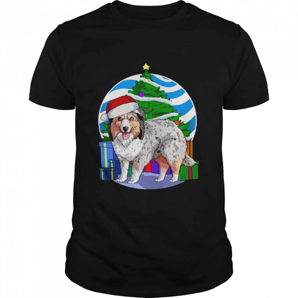 Miniature American Shepherd Santa Christmas Tree Decor Sweater Shirt