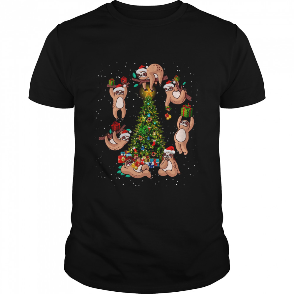 Sloth Around Christmas Tree shirt