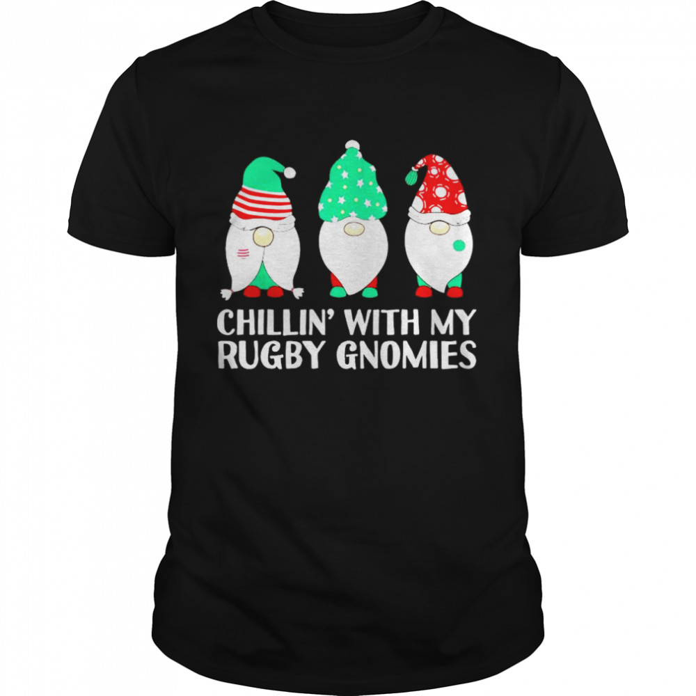 chilling with my rugby gnomies Christmas shirt