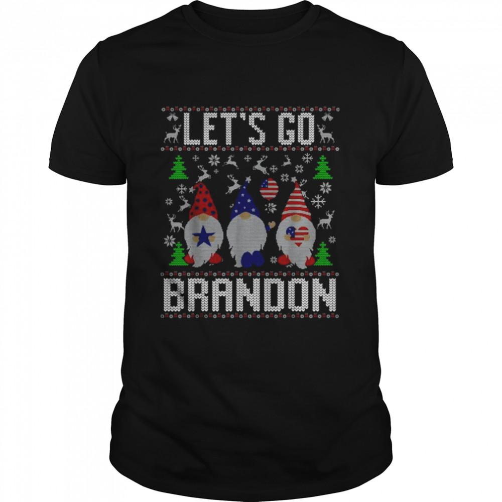 Let’s Go Brandon American Heart Flag Gnome Ugly Christmas shirt