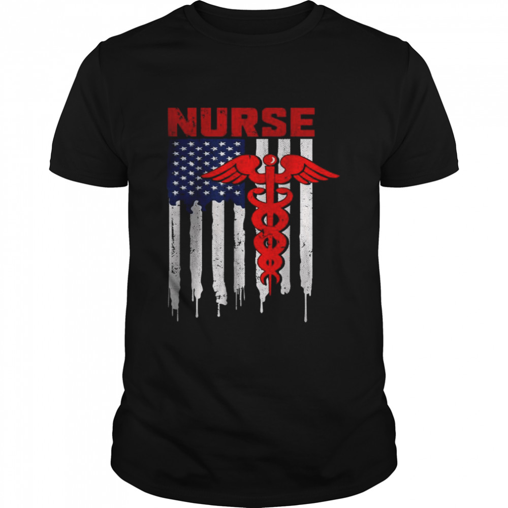 Nurse American Flag Frontline Worker Medical Gear T-Shirt