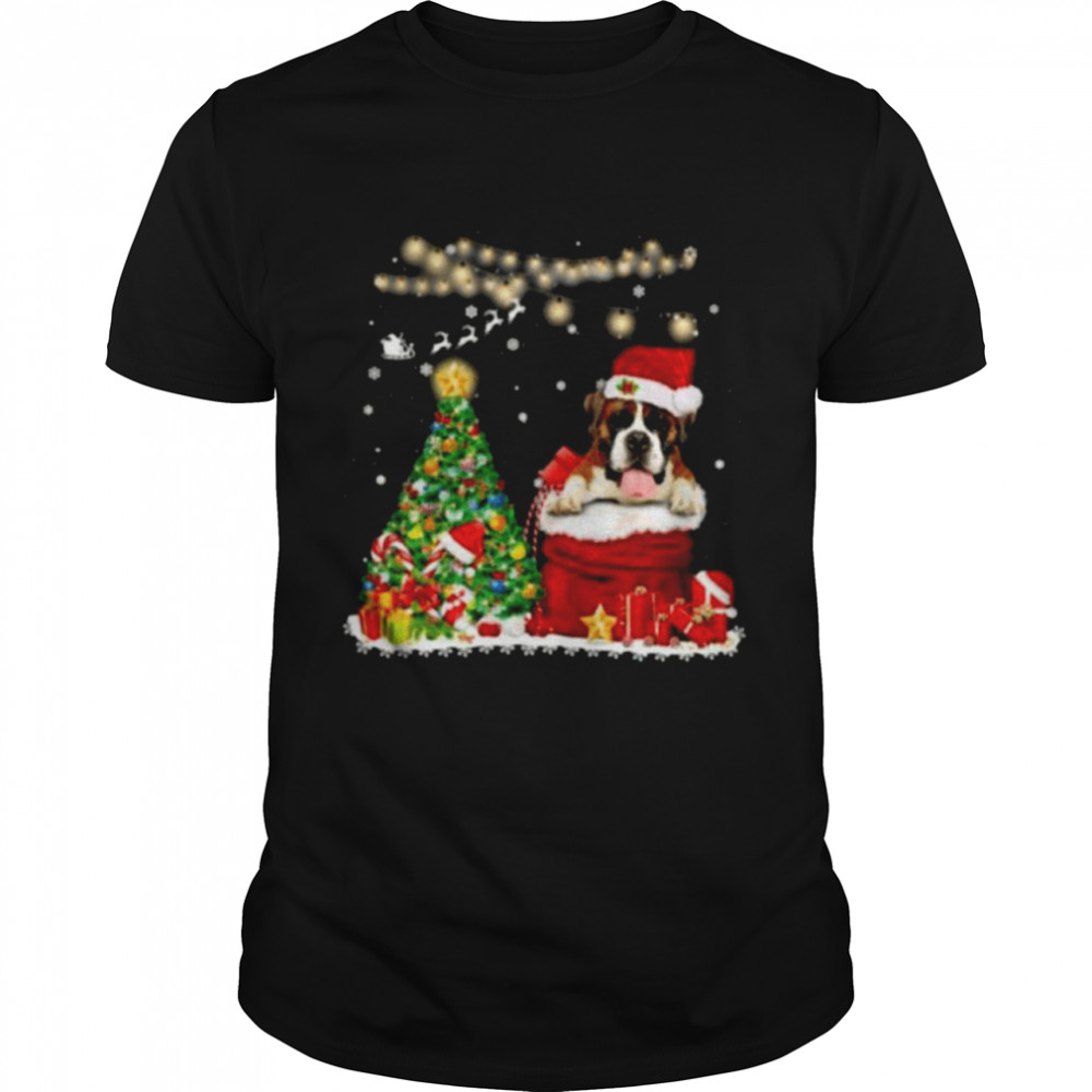 Santa Boxer Merry Christmas Tree shirt