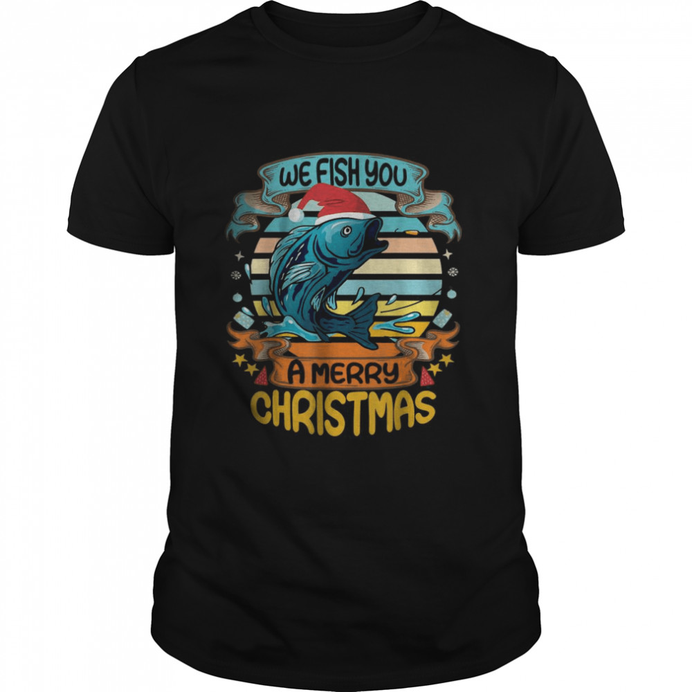 Vintage We Fish You A Merry Christmas Fishing T-Shirt