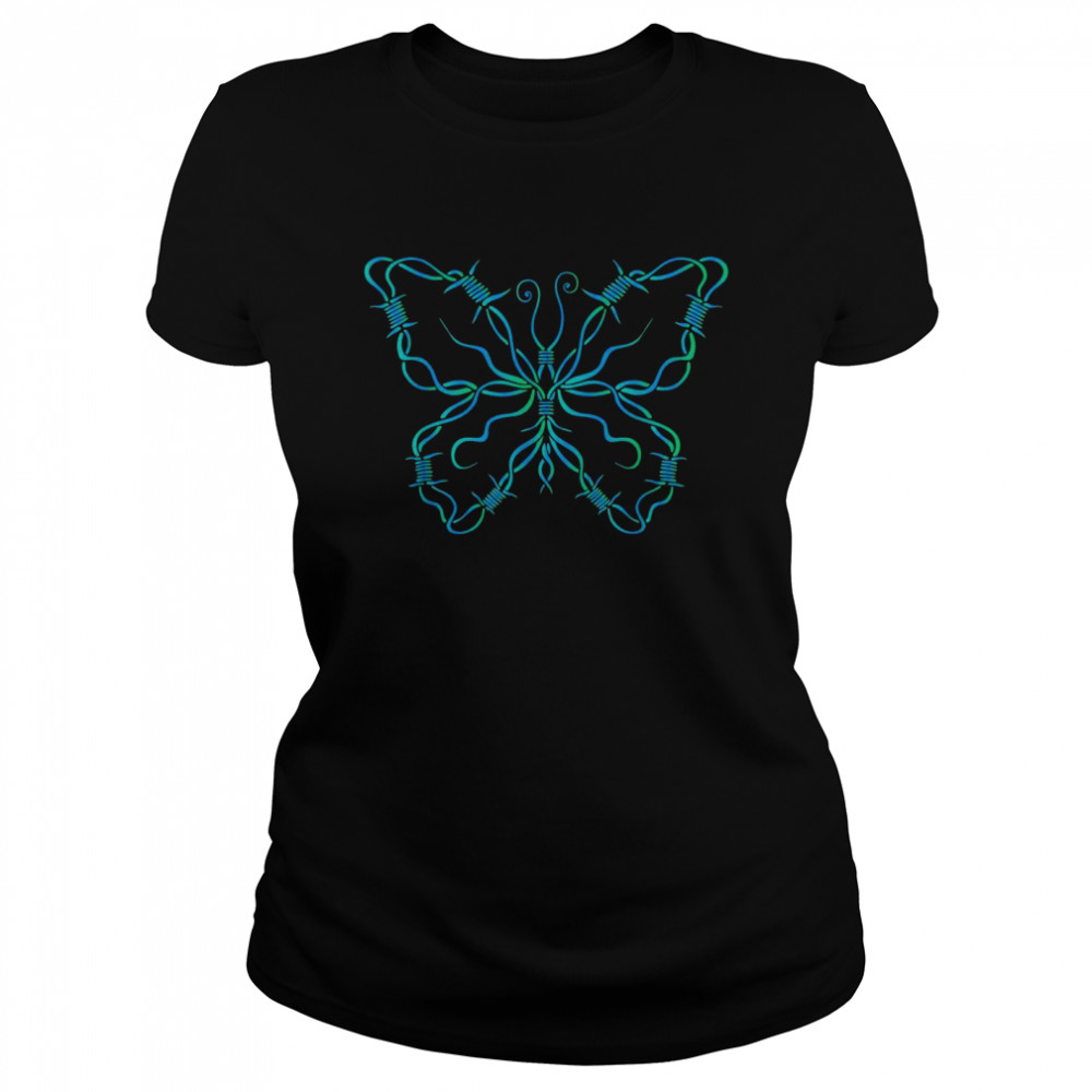 Colorful Not Delicate Barbed wire Butterfly Design  Classic Women's T-shirt