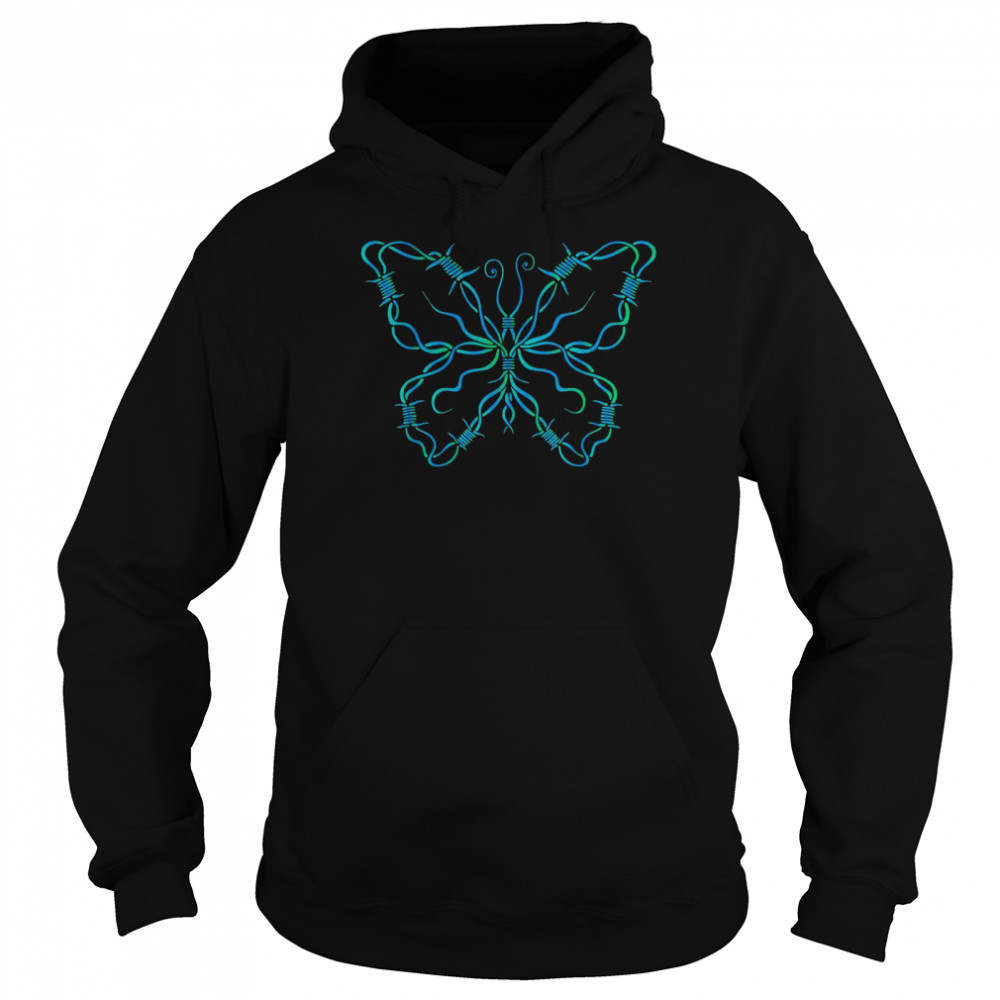 Colorful Not Delicate Barbed wire Butterfly Design  Unisex Hoodie