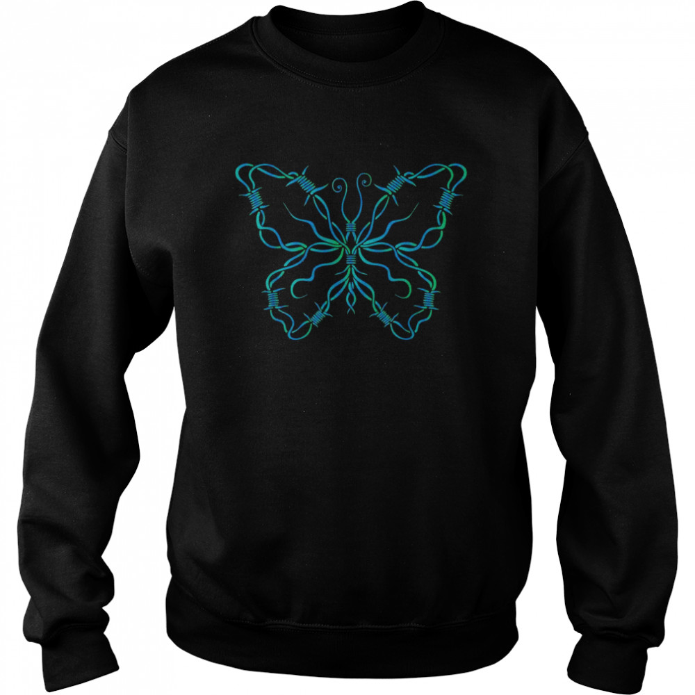 Colorful Not Delicate Barbed wire Butterfly Design  Unisex Sweatshirt