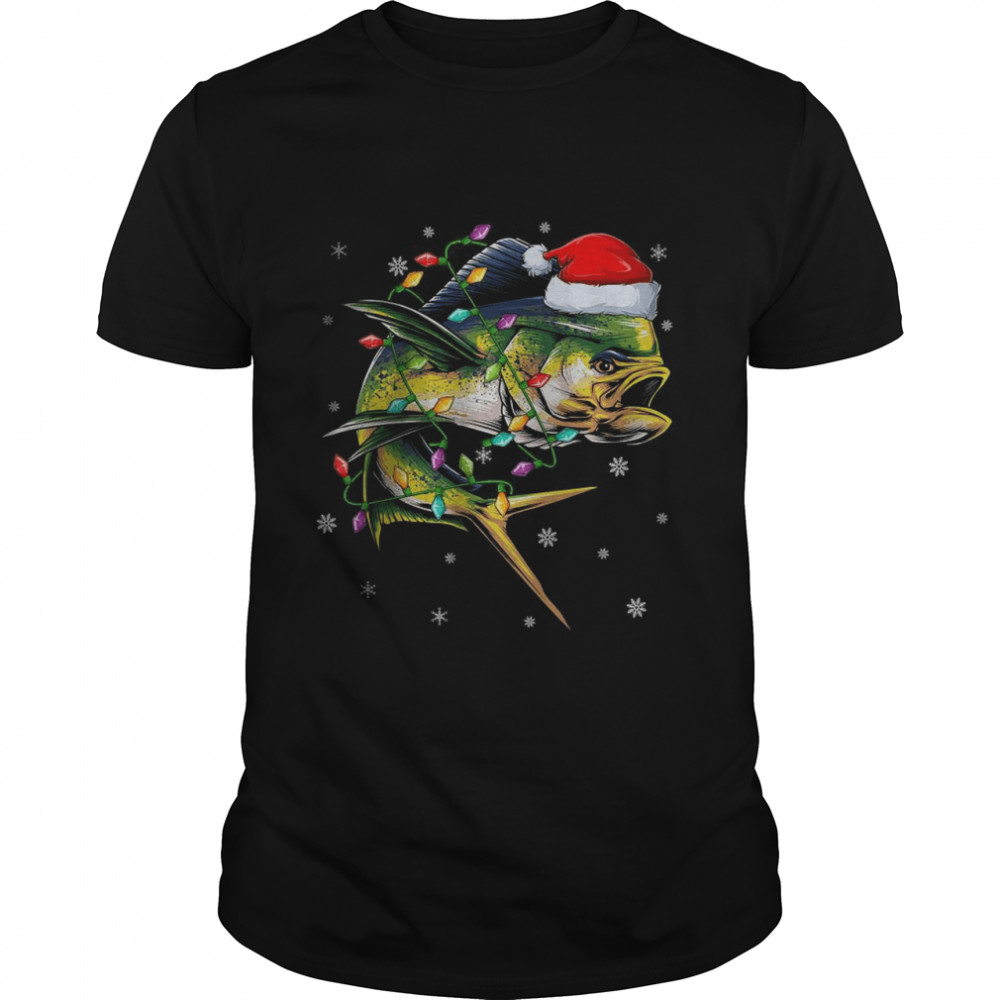 Fishing Xmas Lighting Santa Ugly Mahi Mahi Fish Christmas Shirt