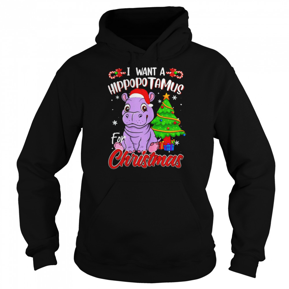 I want a hippopotamus for Christmas Hippo Pajamas shirt Unisex Hoodie