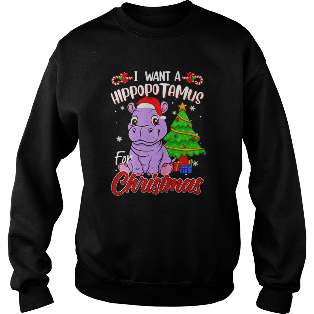 I want a hippopotamus for Christmas Hippo Pajamas shirt Unisex Sweatshirt