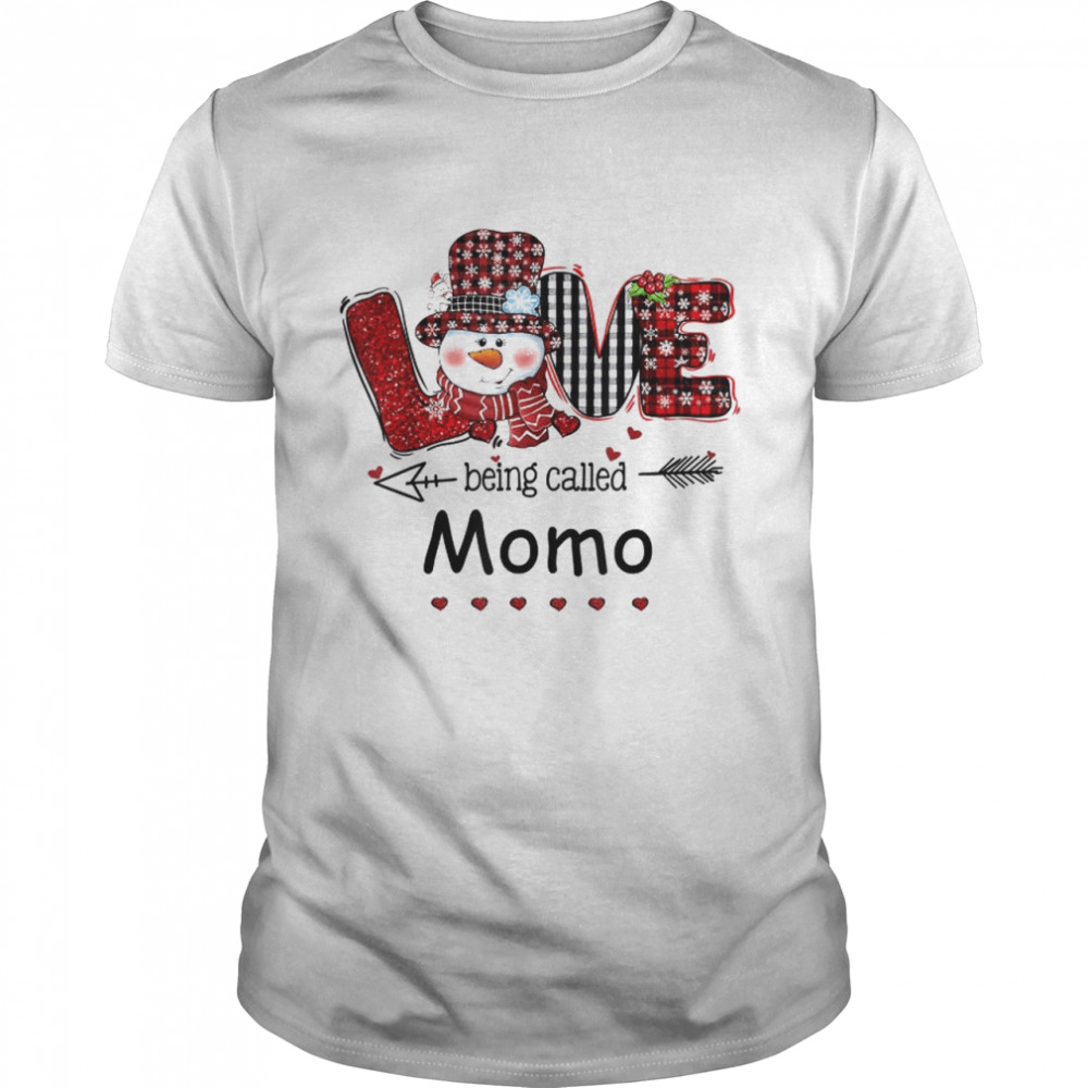 Love being called Momo Snowman Christmas Red Plaid T-Shirt