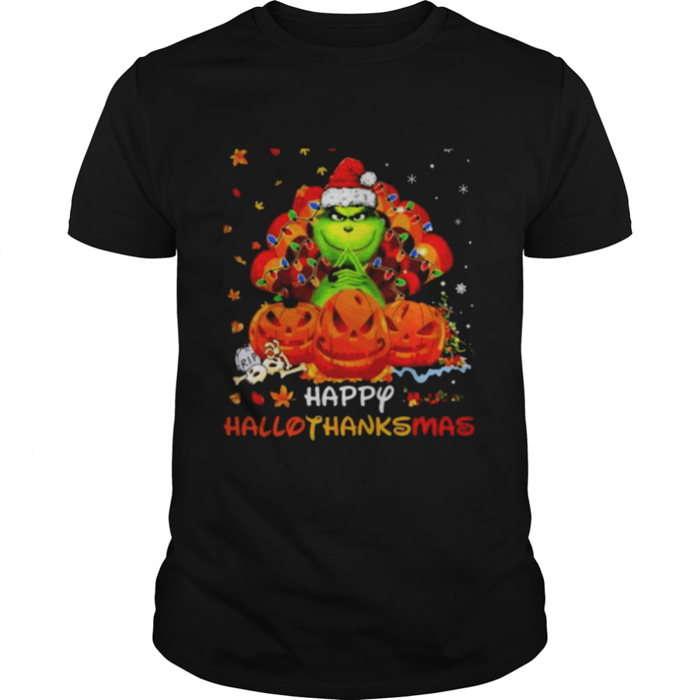 Santa Grinch happy hallothanksmas Christmas shirt