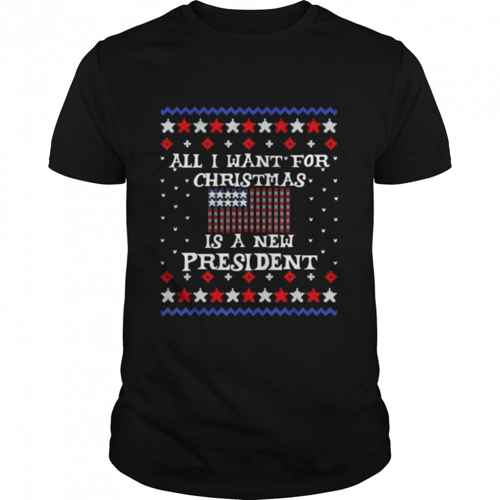 All I want For Christmas Is A New President Anti Biden US Flag Premium T-Shirt