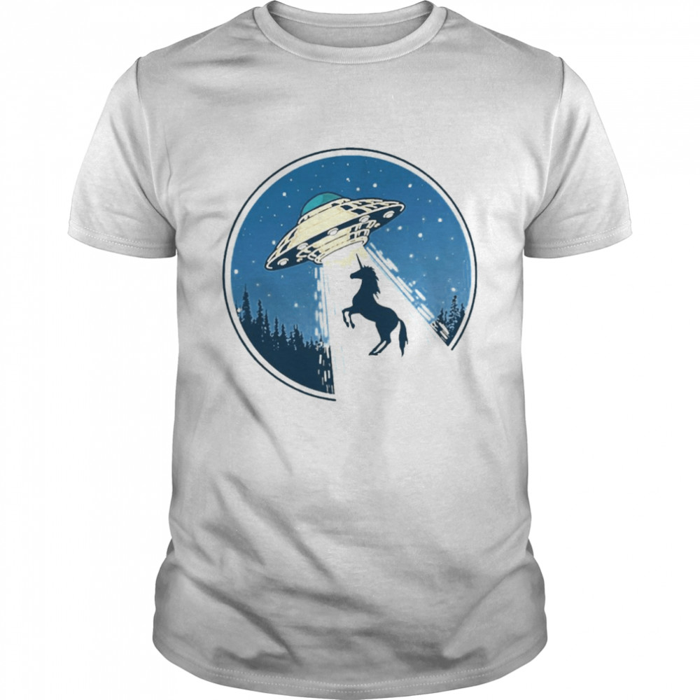 Distressed Ufo Flying Saucer Unicorn Snatch Shirt