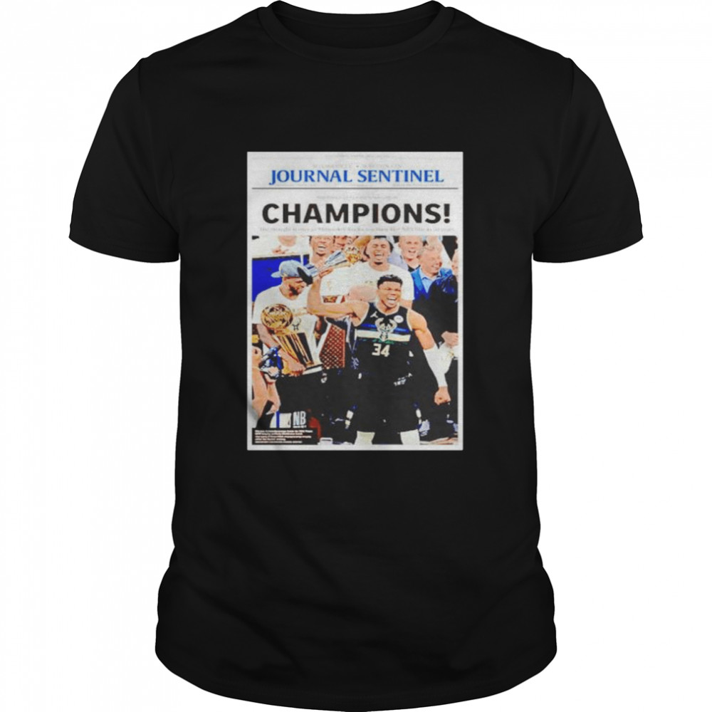 Giannis Antetokounmpo Journal Sentinel Champions shirt