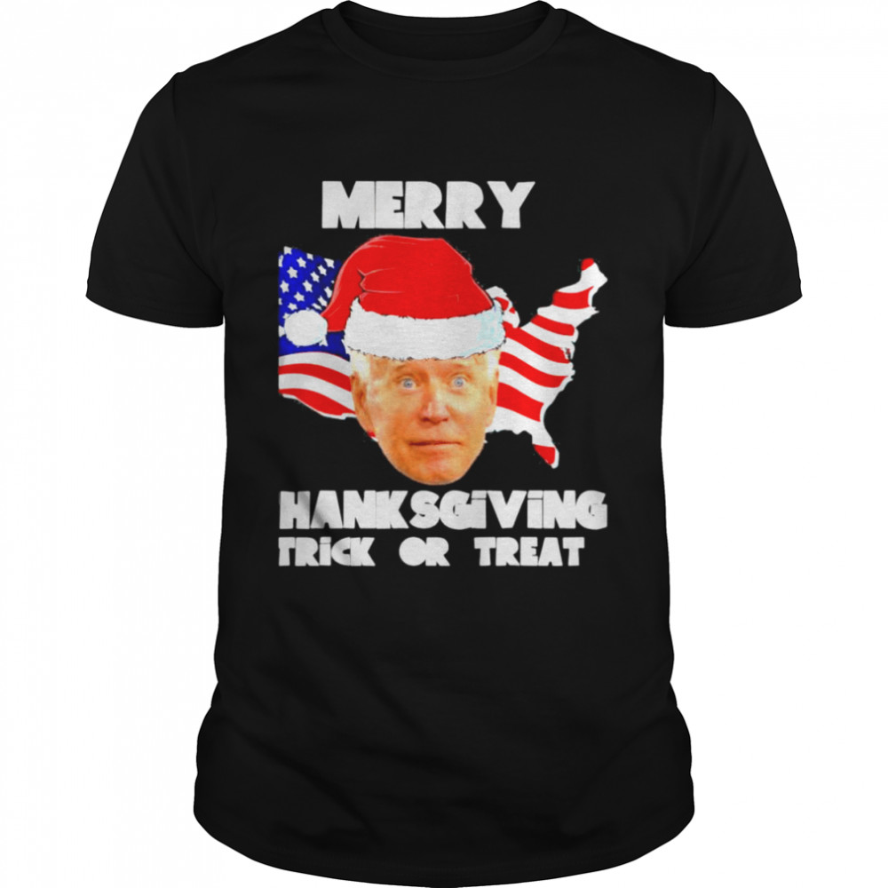 Joe Biden Merry Thanksgiving USA Flag Anti Liberal Biden Meme T-Shirt