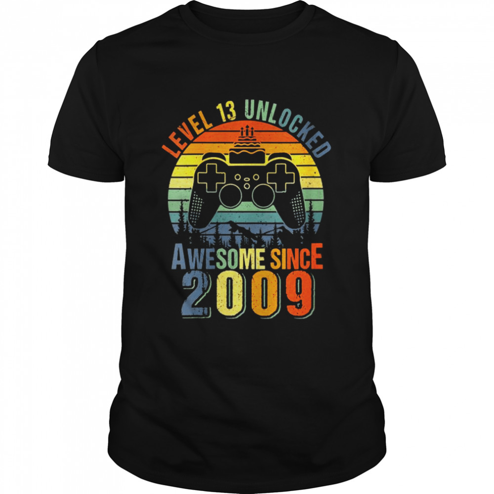 Level 13 Unlocked Awesome Since 2009 13th Birthday Boy Kid Shirt