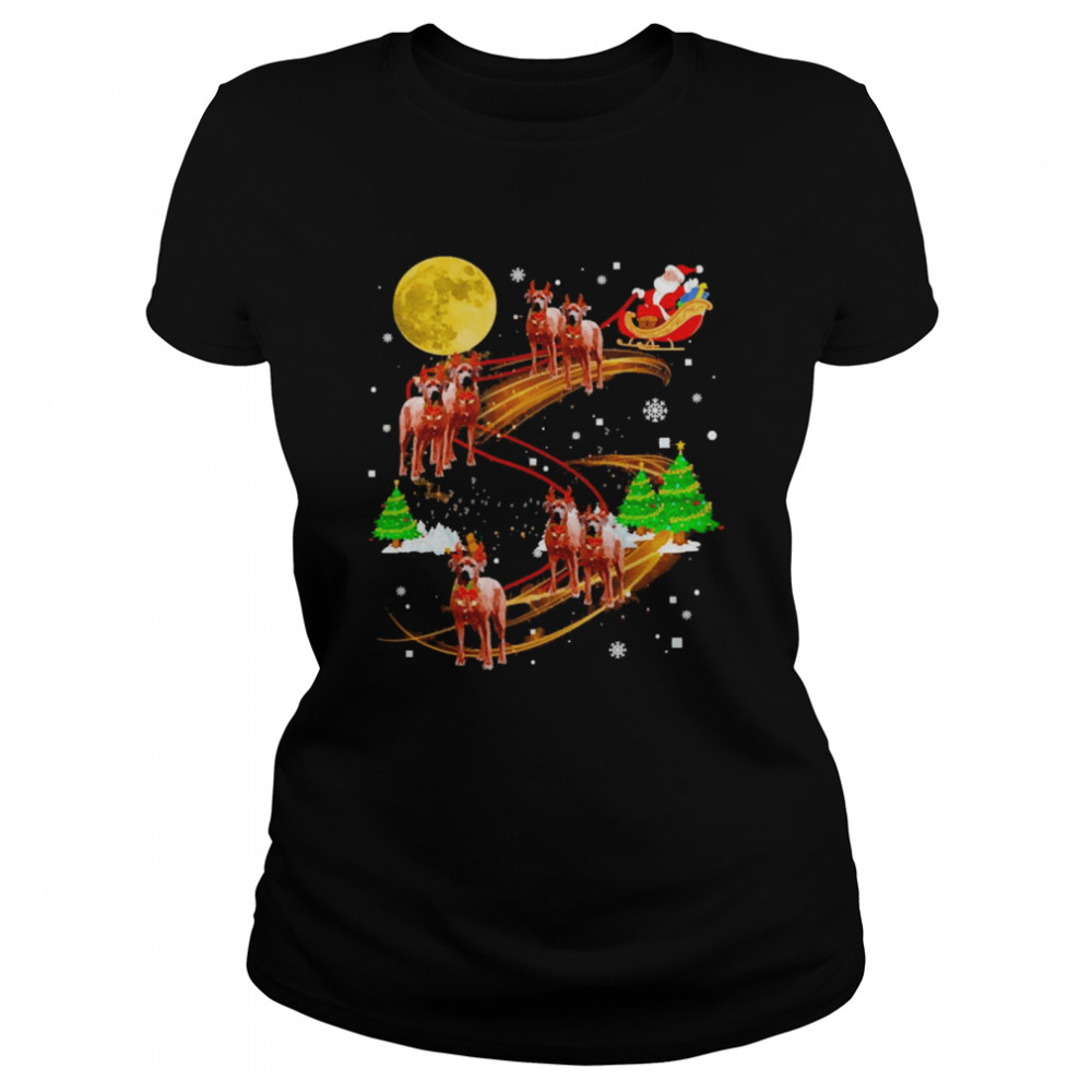 Rhodesian Ridgeback Reindeer Christmas Dog Riding Santa  Classic Women's T-shirt