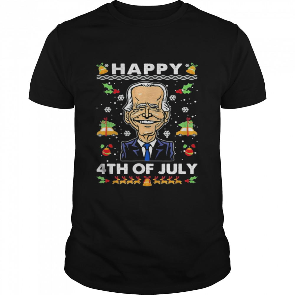 Santa Happy 4th of July Biden Ugly Christmas T-Shirt