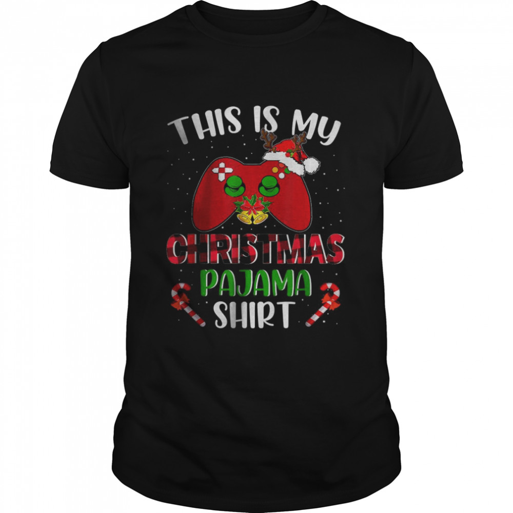 This is My Christmas Pajama Santa Hat Gamer Video Game Games T-Shirt