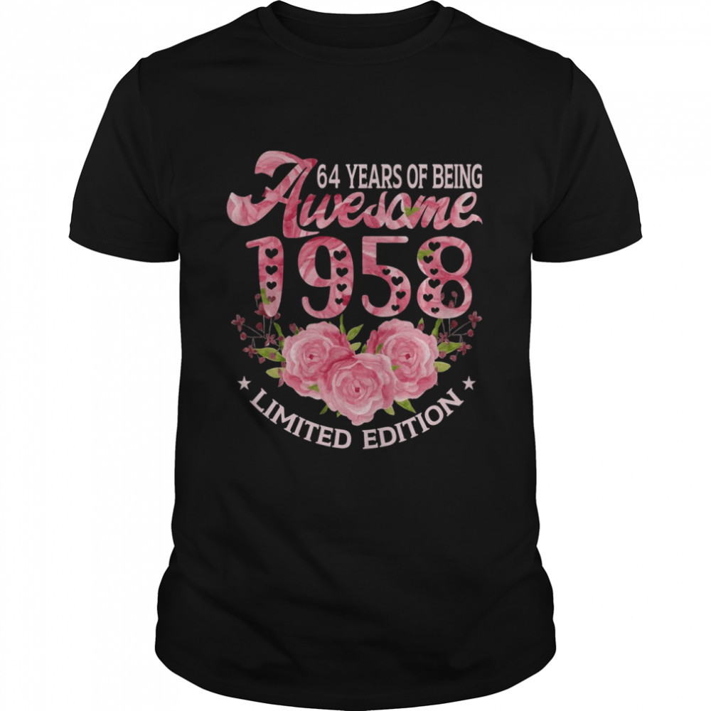 64 Year Old Pink Vintage 1958 bday 64th Birthday Shirt