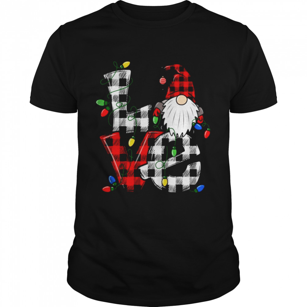 Love Gnomes Christmas Gnomies Leopard Buffalo Plaid Shirt