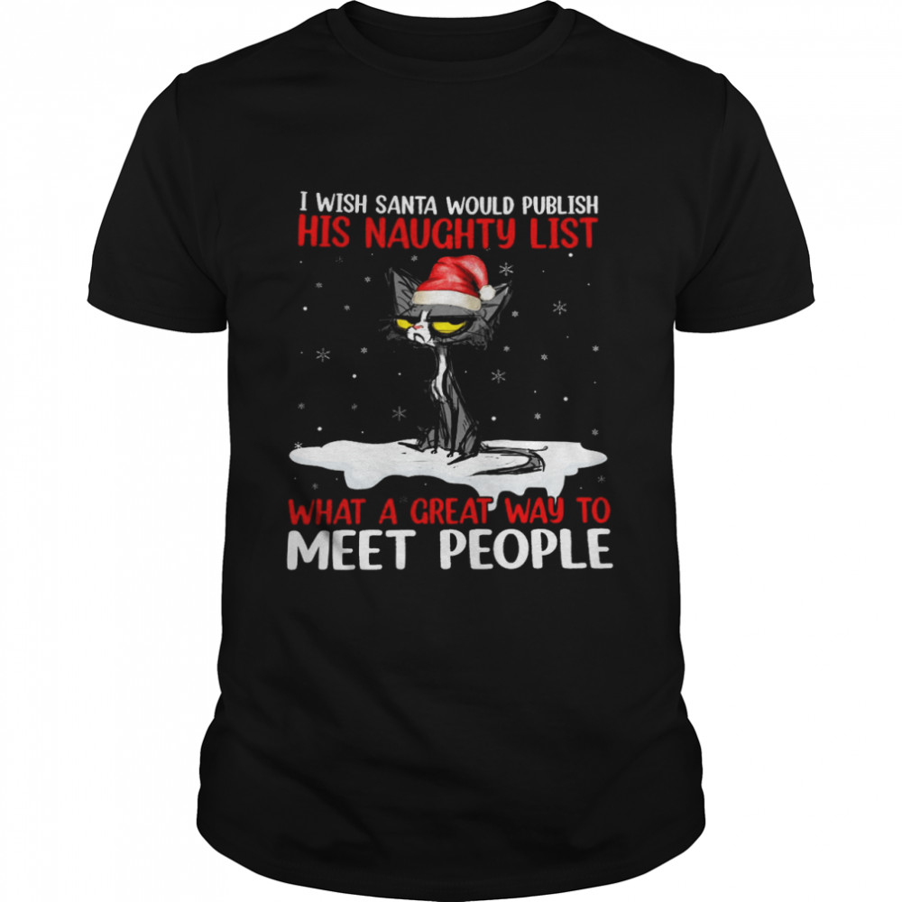 I wish santa would publish his anughty list what a great way to meet people shirt