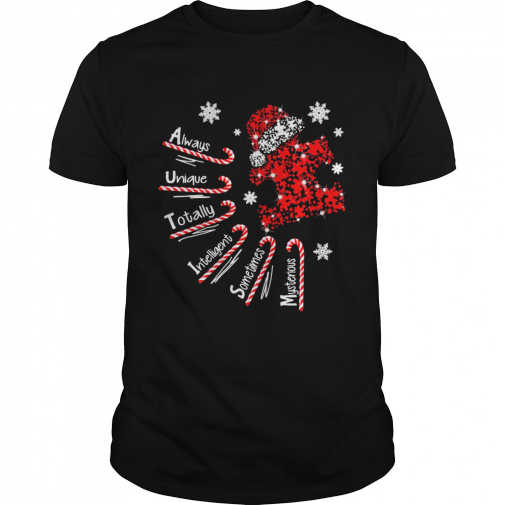 Santa Autism Always Unique Totally Intelligent Sometimes Mysterious Christmas Shirt