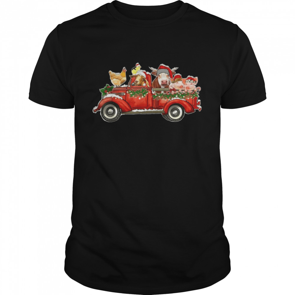 Christmas Truck With Farm Animals Farmer Christmas Farmer Shirt