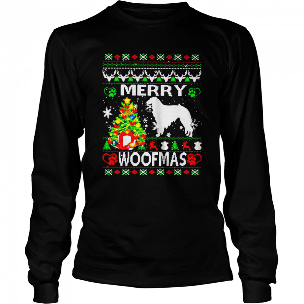 Merry Woofmas Borzoi Christmas shirt Long Sleeved T-shirt