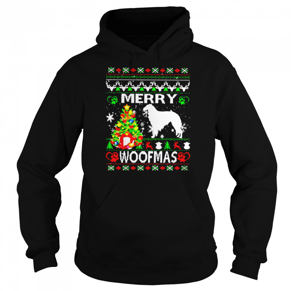 Merry Woofmas Borzoi Christmas shirt Unisex Hoodie