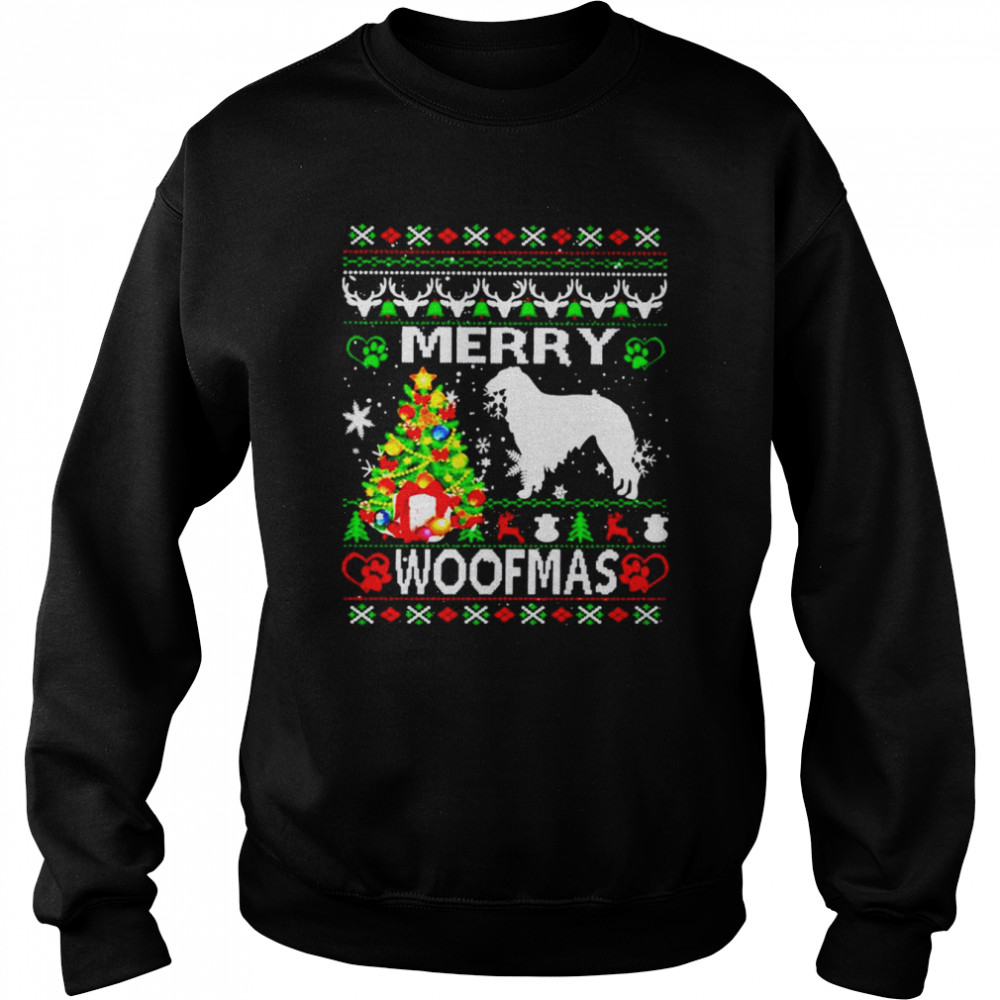 Merry Woofmas Borzoi Christmas shirt Unisex Sweatshirt