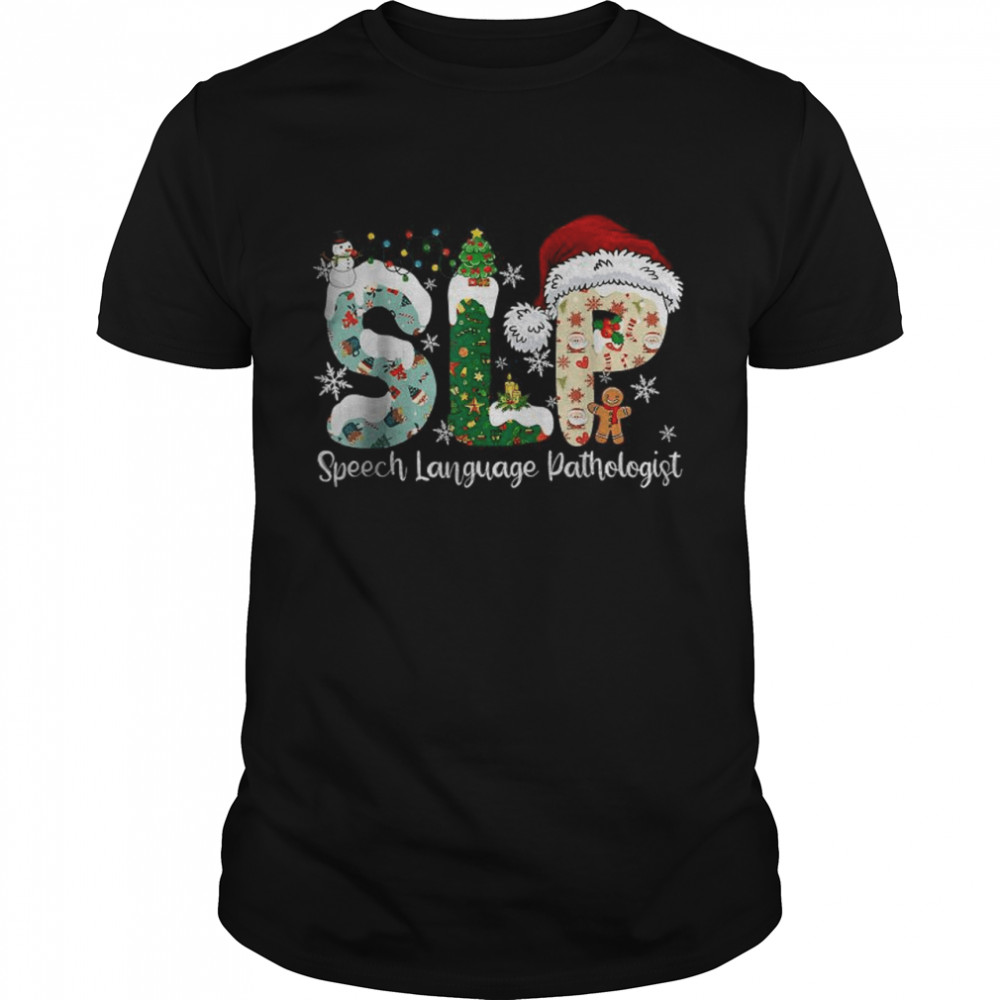 SLP Speech Language Pathologist Santa Christmas Pajama Shirt
