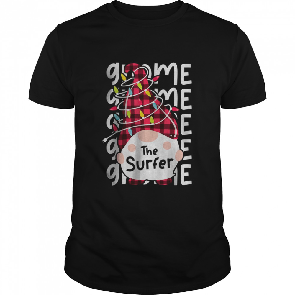 The Surfer Gnome Matching Family Fun Christmas Lights Pajama T-Shirt