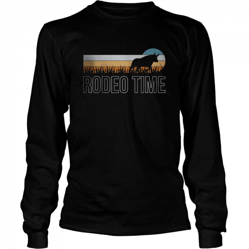 Vintage Retro Rodeo Time Bull Cowboy T- Long Sleeved T-shirt