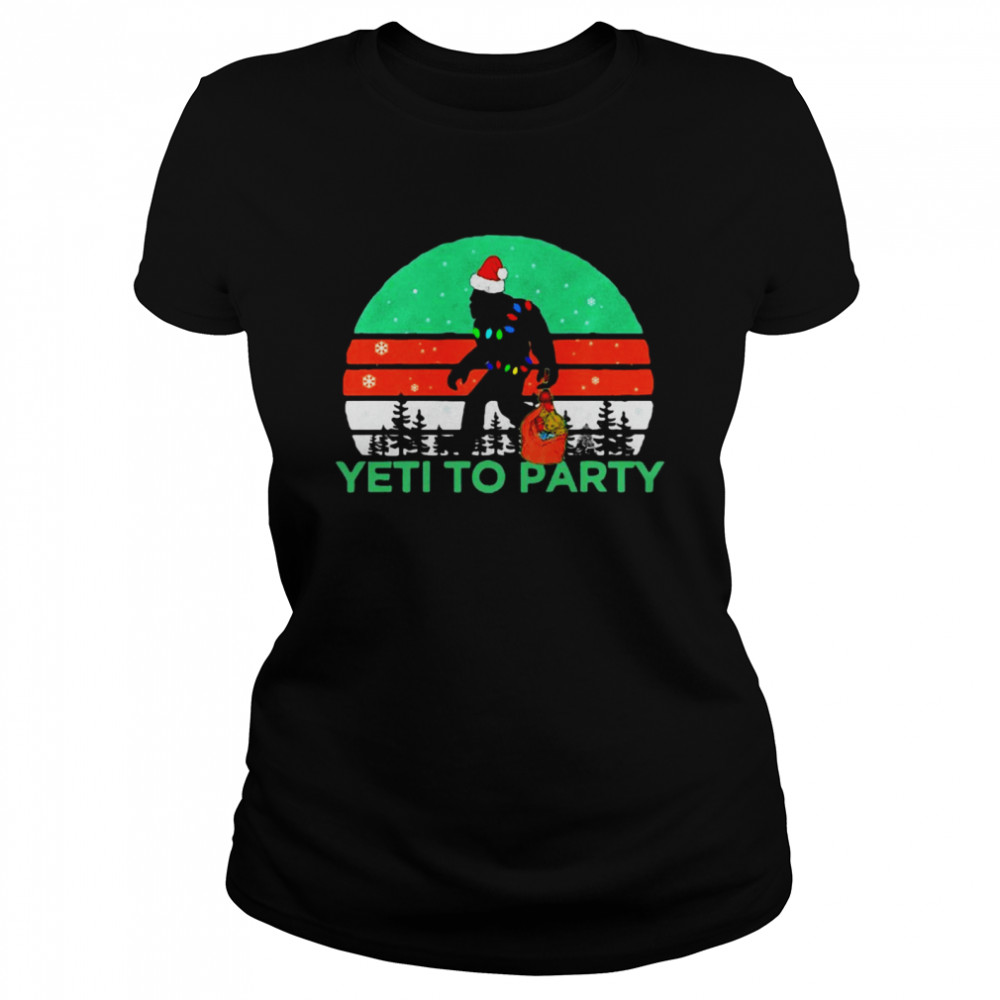 Vintage Retro Yeti To Party Sasquatch Christmas Sweater  Classic Women's T-shirt