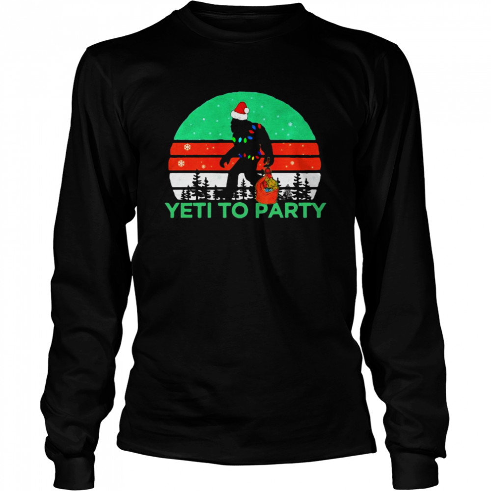 Vintage Retro Yeti To Party Sasquatch Christmas Sweater  Long Sleeved T-shirt