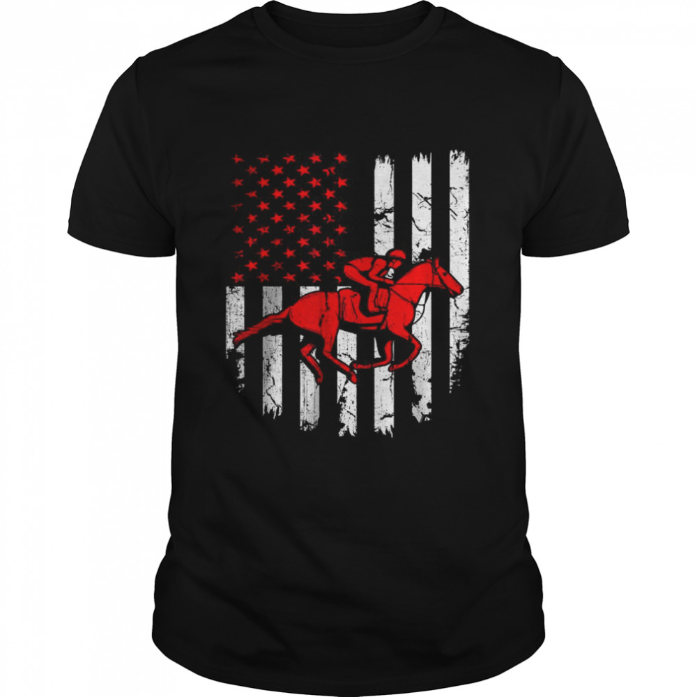 American Flag Equestrian USA Patriotic Sport Lover Christmas T-Shirt