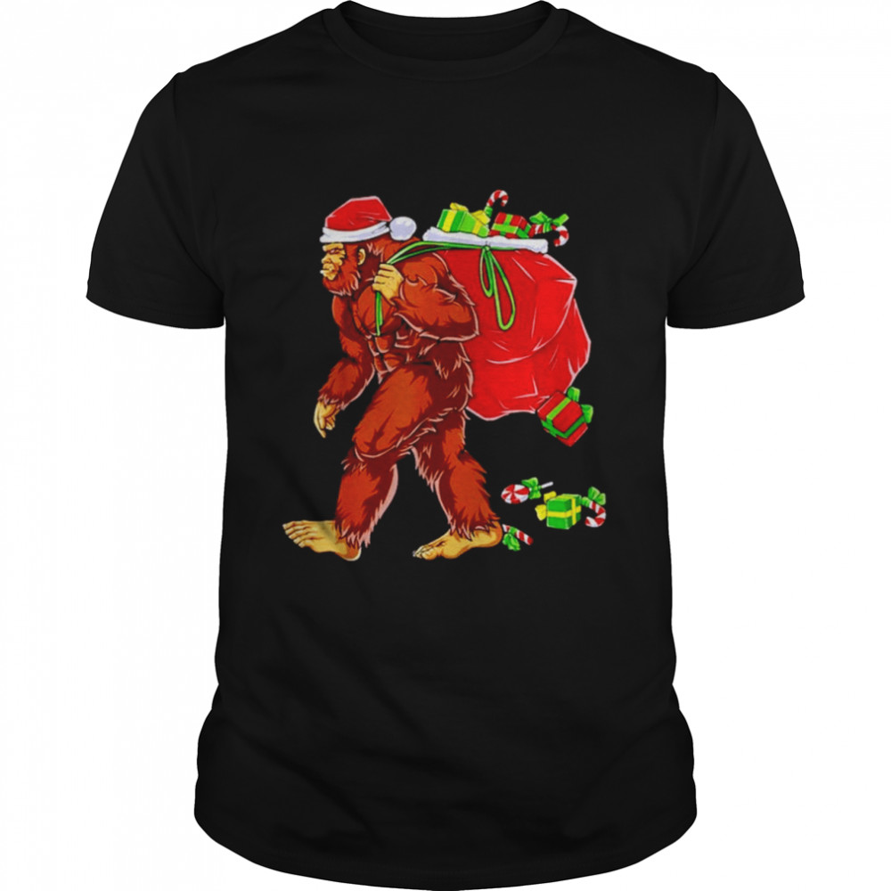 Bigfoot Santa carrying Christmas Gift shirt