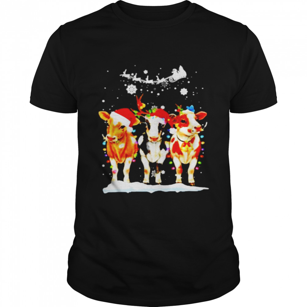 Cows Santa Christmas Holiday shirt