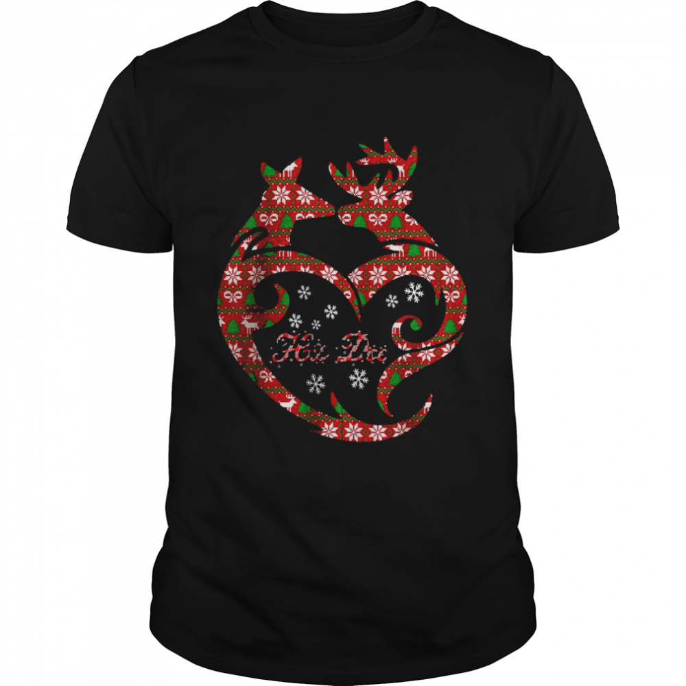 Her Buck His Doe Reindeer Xmas Pajamas Matching Couples Fun best T-Shirt