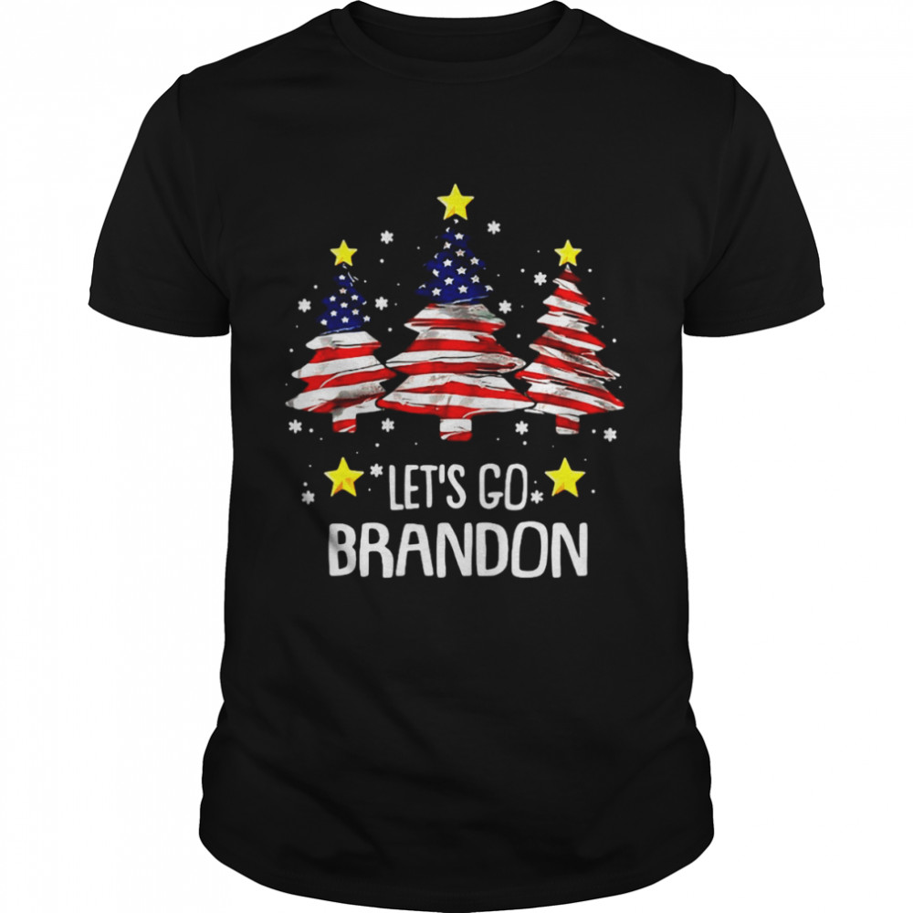 Merry Christmas Let’s Go Brandon Us Flag Three Pine Trees Sweater Shirt